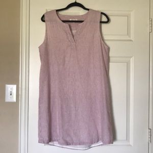 💕Seersucker pink white precious dress sz Lg